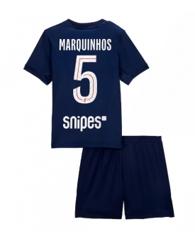 Billige Fotballdrakt Paris Saint-Germain Marquinhos #5 Replika Hjemmedraktsett Barn 2025-26 Kortermet (med bukser)